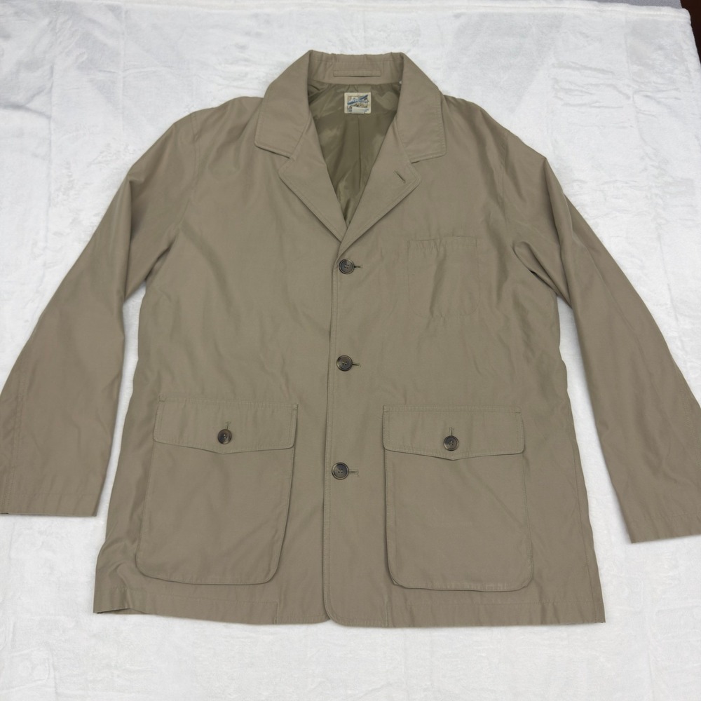 TravelSmith Safari Field Jacket Mens Large Tan Khaki Utility Coat Travel